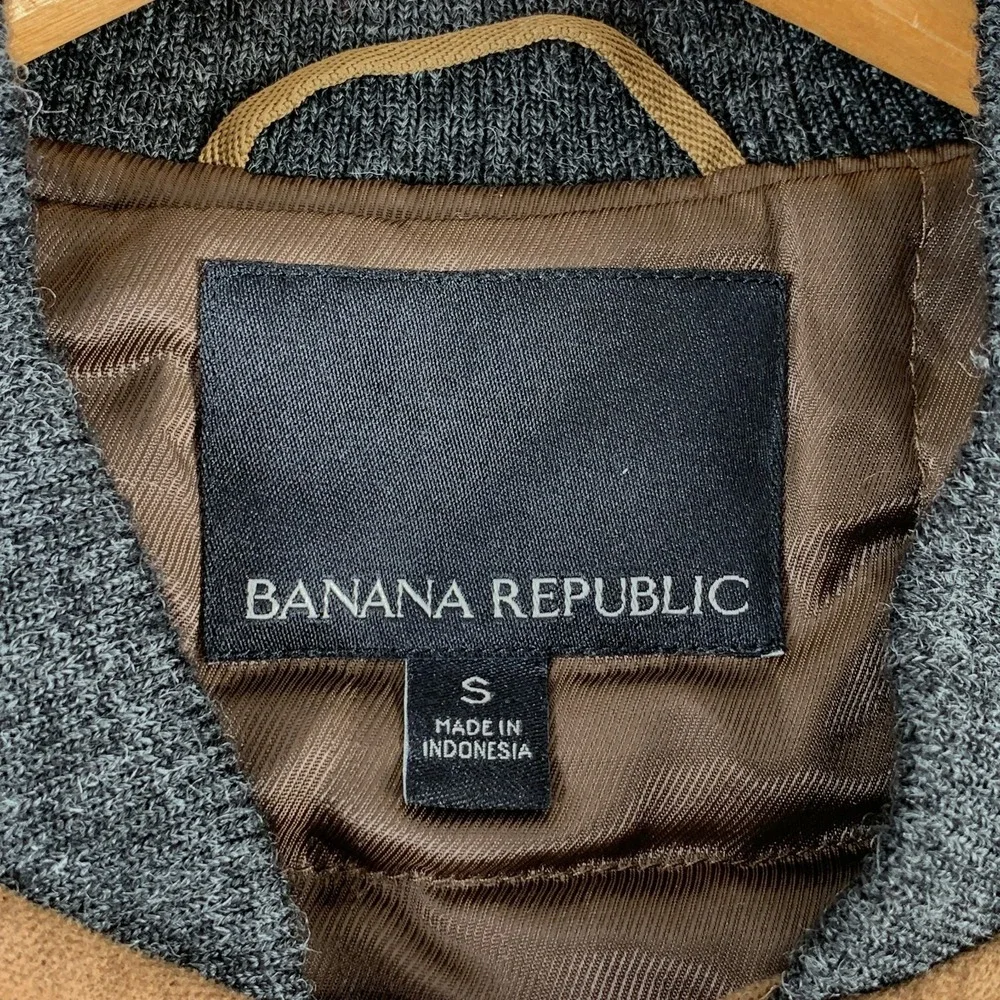 Banana Republic Bomber Jacket Men Small Brown Moleskin Sherpa Emmetex Italy